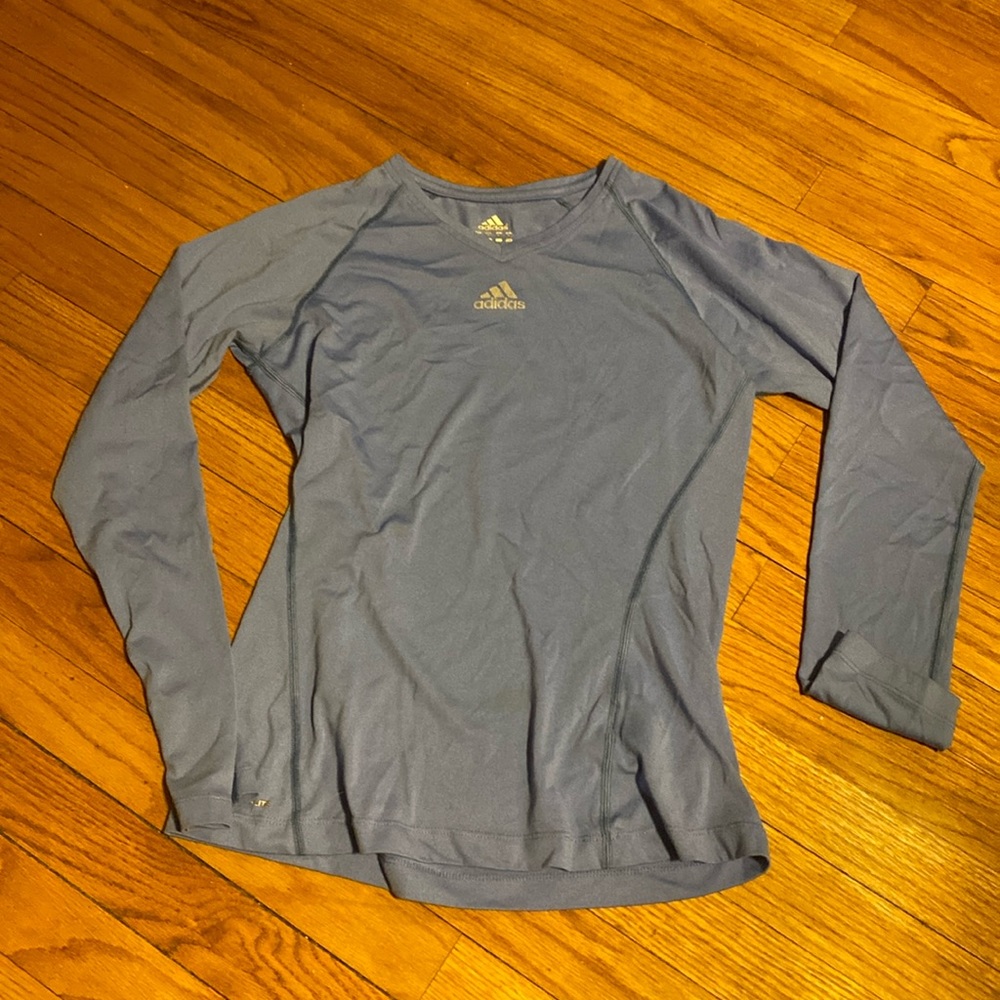 Adidas blue long sleeve work out shirt size medium